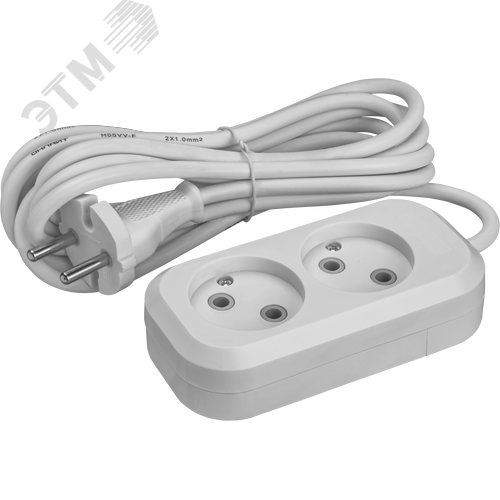 Удлинитель бытовой OPE-S-02-300-X-2x1 без заземления 2 розетки 3м ПВС 2х1 2200 Вт - фото 1