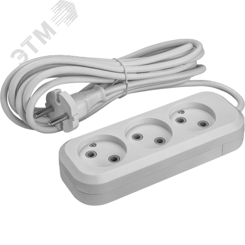 Изображение товара Удлинитель бытовой OPE-S-03-500-X-2x1 без заземления 3 розетки 5м ПВС 2х1 2200 Вт (шт)