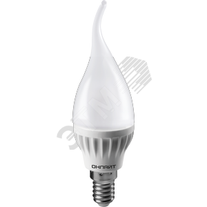 Лампа светодиодная LED 6вт E14 теплый матовая свеча на ветру