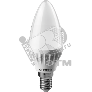 Лампа светодиодная LED 6вт E14 теплый матовая свеча