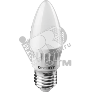 Лампа светодиодная LED 6вт E27 теплый матовая свеча
