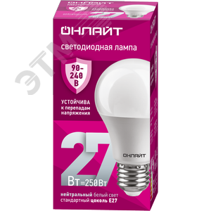 Изображение товара Лампа светодиодная 27 Вт OLL-A60-27-230-4K-E27 PRO 90-240В (шт)