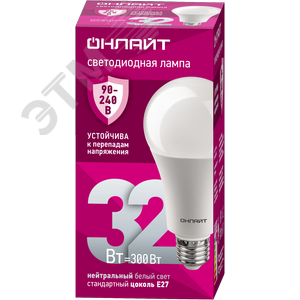 Лампа светодиодная 32 Вт OLL-A70-32-230-4K-E27 PRO 90-240В - фото 1