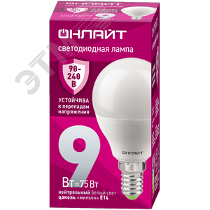 Лампа светодиодная 9 Вт OLL-G45-9-230-4K-E14-FR PRO 90-240В - фото 1