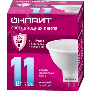 Лампа светодиодная 11 Вт OLL-MR16-11-230-6.5K-GU5.3 PRO 90-240В - фото 1