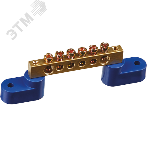 Шина «N» нулевая на двух угловых изоляторах синий OBB-M69-6C2-B - фото 1