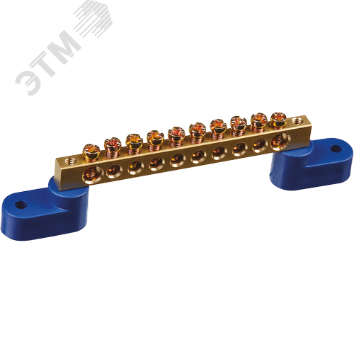 Шина «N» нулевая на двух угловых изоляторах синий OBB-M69-10C2-B - фото 1