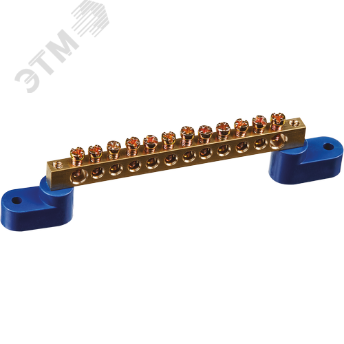 Шина «N» нулевая на двух угловых изоляторах синий OBB-M69-12C2-B - фото 1
