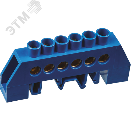 Шина «N» нулевая в комбинированном DIN-изоляторе типа «Стойка» синий OBB-I812-6DP-B - фото 1