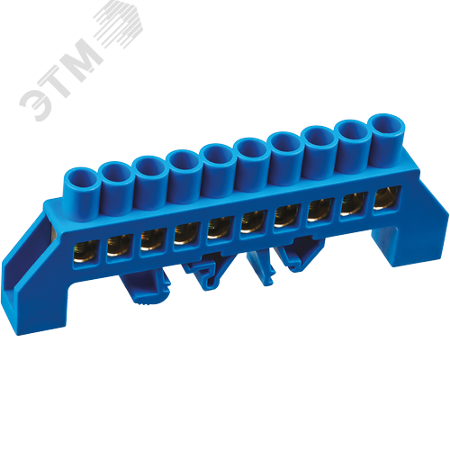 Шина «N» нулевая в комбинированном DIN-изоляторе типа «Стойка» синий OBB-I812-10DP-B - фото 1