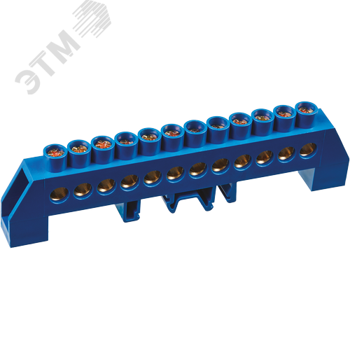 Шина «N» нулевая в комбинированном DIN-изоляторе типа «Стойка» синий OBB-I812-12DP-B - фото 1