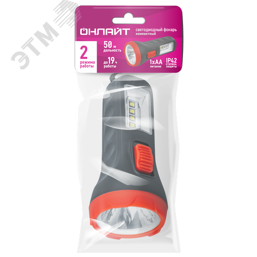 Фонарь ОНЛАЙТ OPT-CP04-1AA пластиковый 1LEDх0,5Вт, 4LEDх1Вт, 2 режема - фото 1