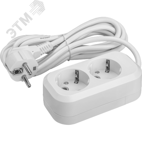 Удлинитель бытовой OPE-S-02-150-E-3x0.75 с заземлением 2 розетки 1,5м ПВС 3х0,75 2200Вт - фото 1