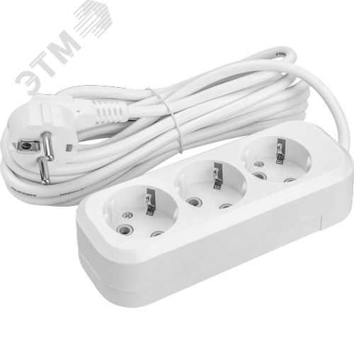 Удлинитель бытовой OPE-S-03-200-E-3x1 с заземлением 3 розетки 2м ПВС 3х1 3500Вт - фото 1
