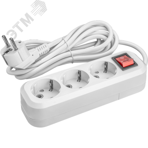 Удлинитель бытовой OPE-S-03-300-ESC-3x0.75 с заземлением с выключателем 3 розетки 3м ПВС 3х0,75 2200Вт - фото 1