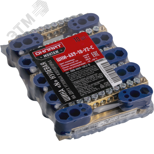 Шина «N» нулевая на двух угловых изоляторах синий OBB-M69-10C2-B - фото 2