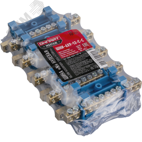 Шина «N» нулевая на DIN-изоляторе типа «Стойка» синий OBB-M69-12P-B - фото 2