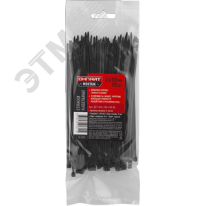 Хомут 150х2,5 мм нейлон черный ОНЛАЙТ (100 шт в упак) - фото 2