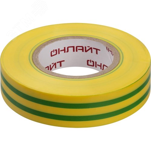 Изолента ПВХ OIT-B19-20-YG желто-зеленая 19мм 20м ОНЛАЙТ - фото 1