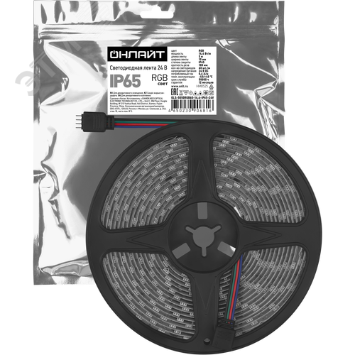 Изображение товара Лента светодиодная 14.4Вт/м 24В RGB IP65 60 LED/м OLS-5050 5м (шт)