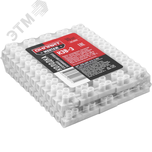 Колодка клеммная винтовая КЗВ-3 полипропилен белый OTB-UPP-S12-3-WH - фото 2