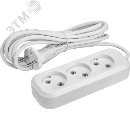Удлинитель бытовой OPE-S-03-200-X-2x1 без заземления 3 розетки 2м ПВС 2х1 2200Вт - фото 1