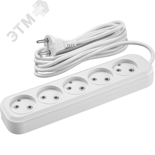 Удлинитель бытовой OPE-S-05-500-X-2x1 без заземления 5 розеток  5м ПВС 2х1 2200Вт - фото 1