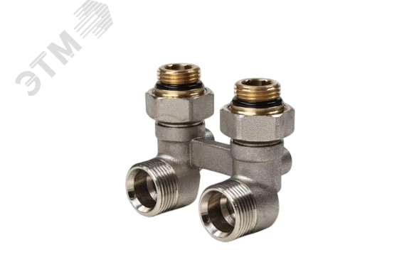 Изображение товара Узел нижнего подключения радиатора G1/2 х G3/4, угловой (никель) (шт)