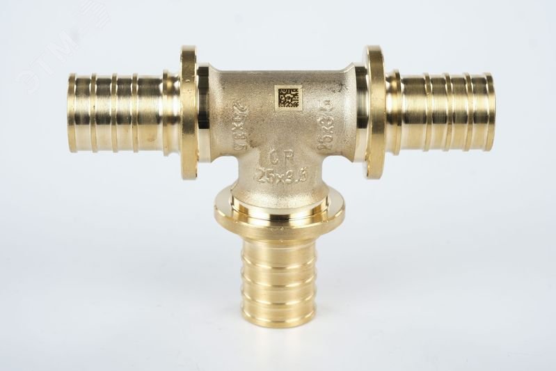 Тройник 25 равносторонний, аксиальный, латунь DZR