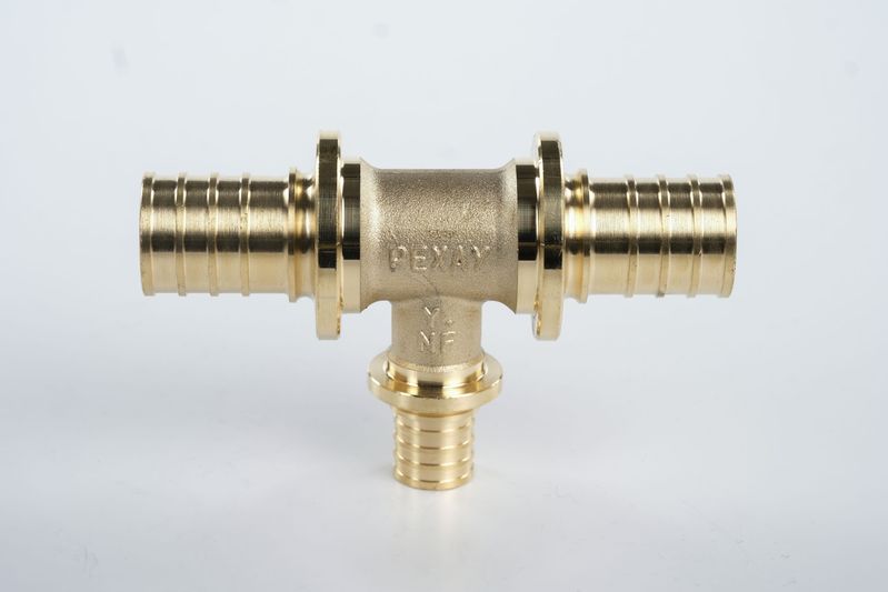 Тройник 25х16х25 переходной, аксиальный, латунь DZR