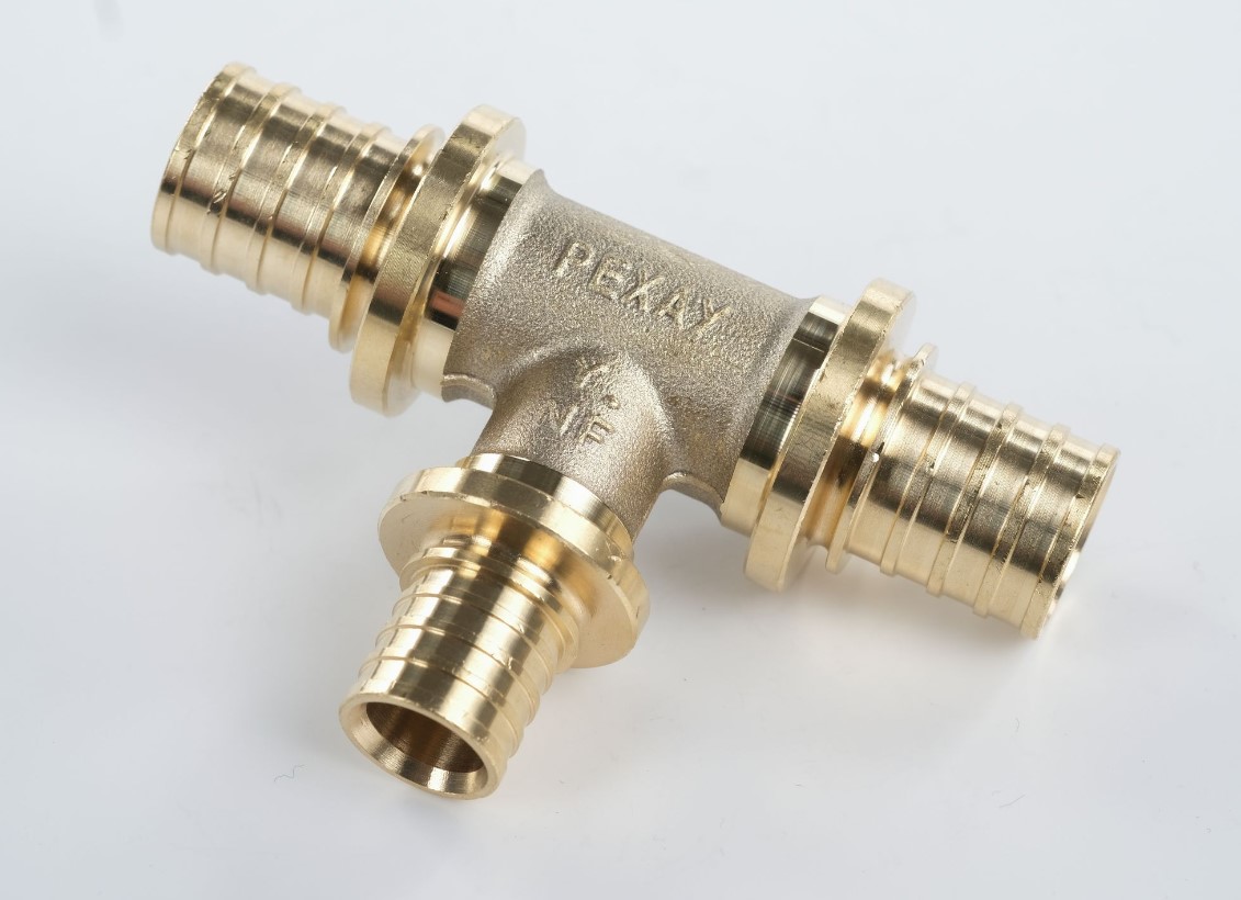 Тройник 32х25х32 переходной, аксиальный, латунь DZR