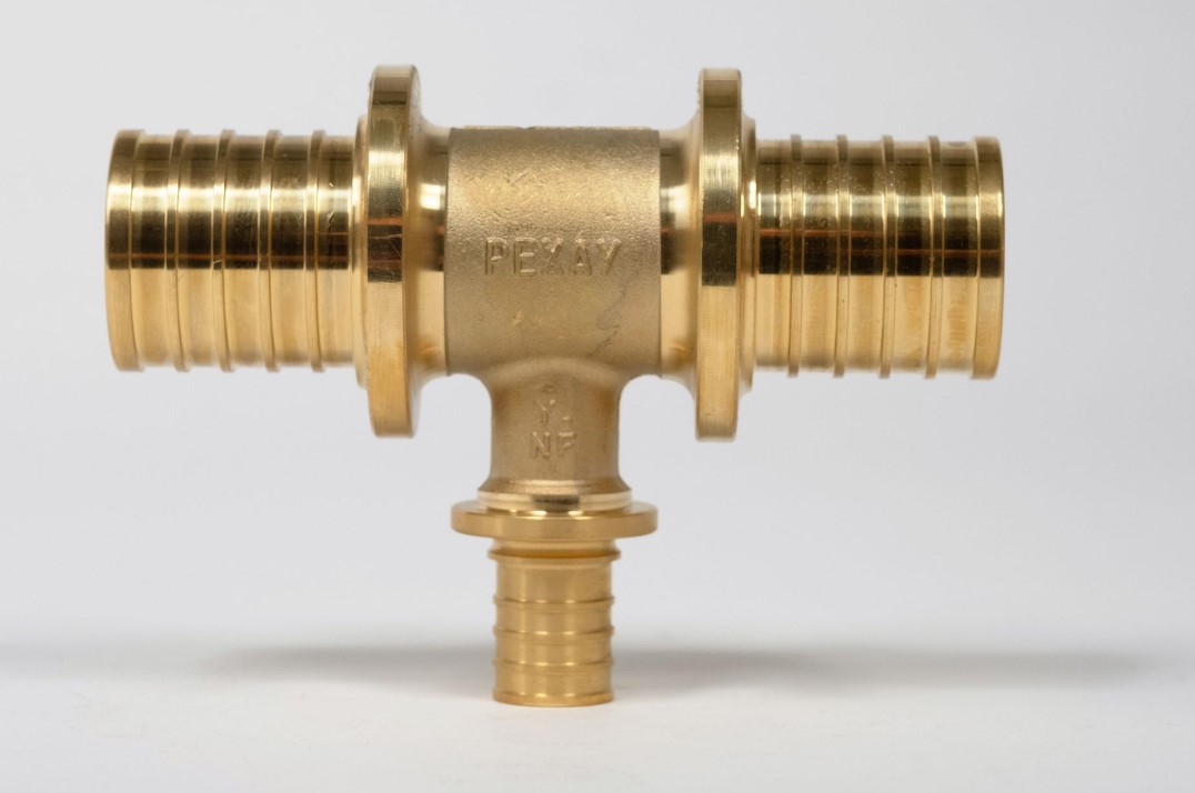 Тройник 40х25х40 переходной, аксиальный, латунь DZR