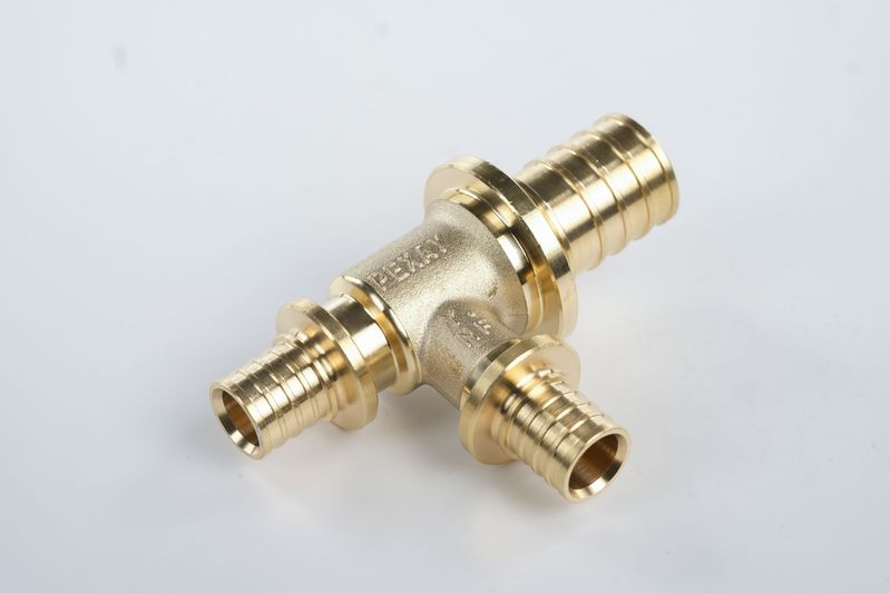 Тройник 20х16х16 переходной, аксиальный, латунь DZR