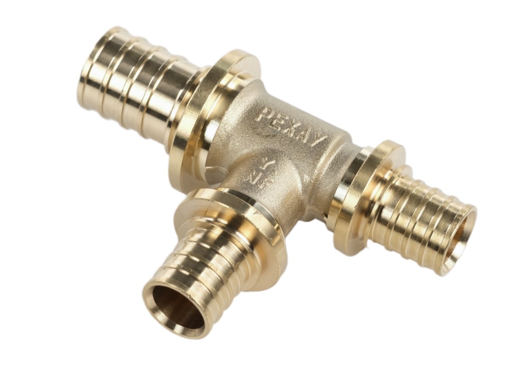 Тройник 32х25х25 переходной, аксиальный, латунь DZR