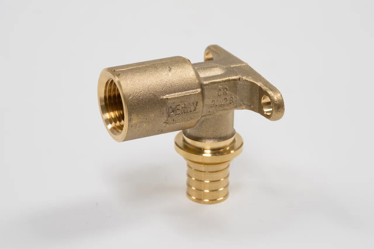 Угольник 20х1/2'ВР переходной с внутренней резьбой, водорозетка, длинный, аксиальный, латунь DZR