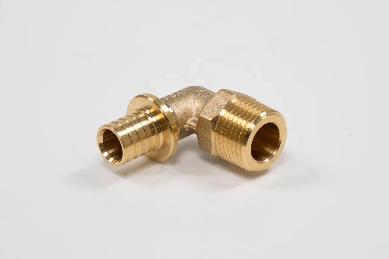 Угольник 16х1/2'НР переходной с наружной резьбой, аксиальный, латунь DZR