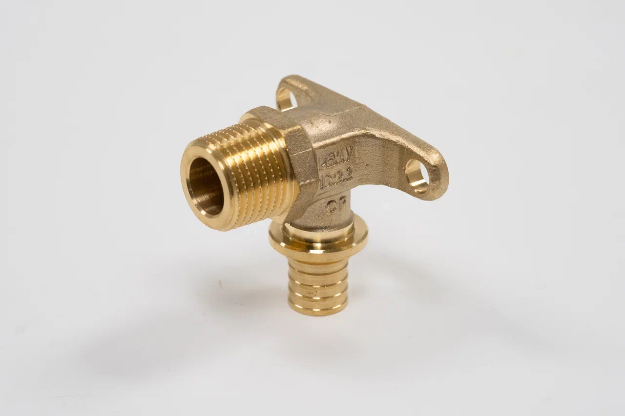 Угольник 16х1/2'НР переходной с наружной резьбой, водорозетка, аксиальный, латунь DZR