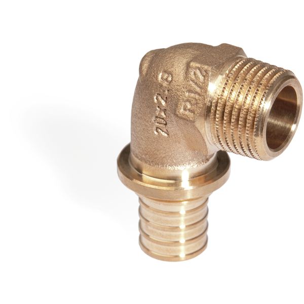 Угольник 20х3/4'НР переходной с наружной резьбой, аксиальный, бронза