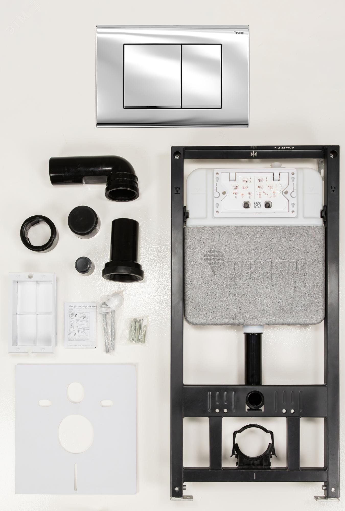 Изображение товара Комплект инсталляции NOVAFLOW с панелью смыва NOVA QUAD 001, хром глянцевый, КНР