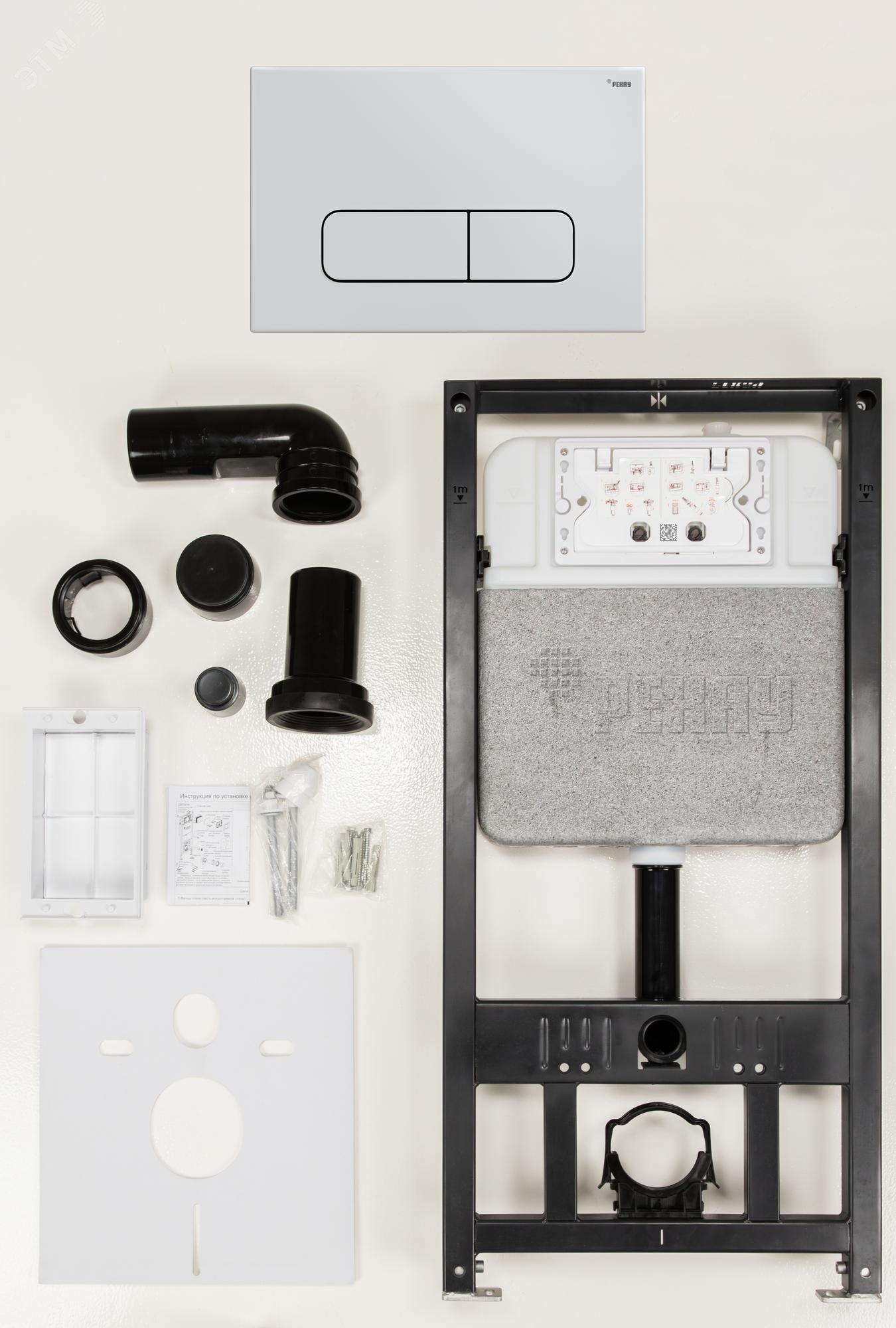 Изображение товара Комплект инсталляции NOVAFLOW с панелью NOVA ELLIPSE 001 белый глянцевый пластик