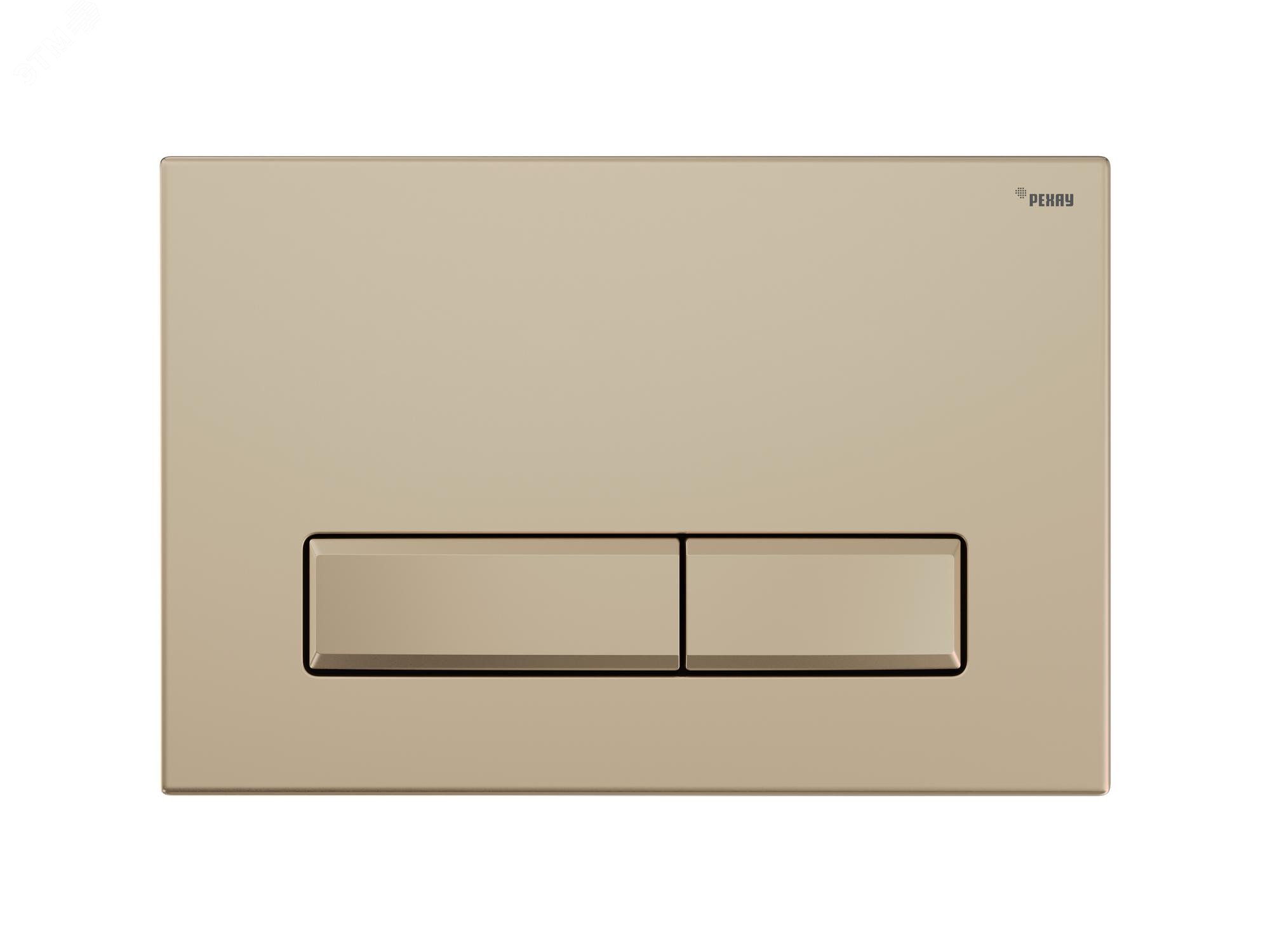 Изображение товара Панель смыва NOVA LONG 001 с прямоугольными клавишами, пластик, золотой, матовый (шт)