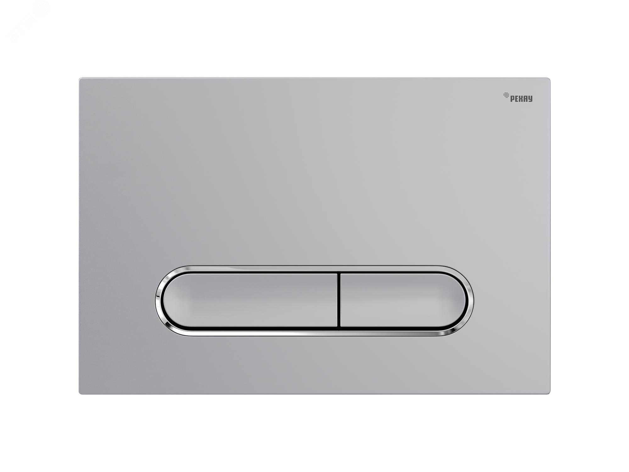 Изображение товара Панель смыва NOVA ELLIPSE 002 с овальными клавишами, пластик, серебристый, матовый, контур клавиш хром, глянцевый (шт)