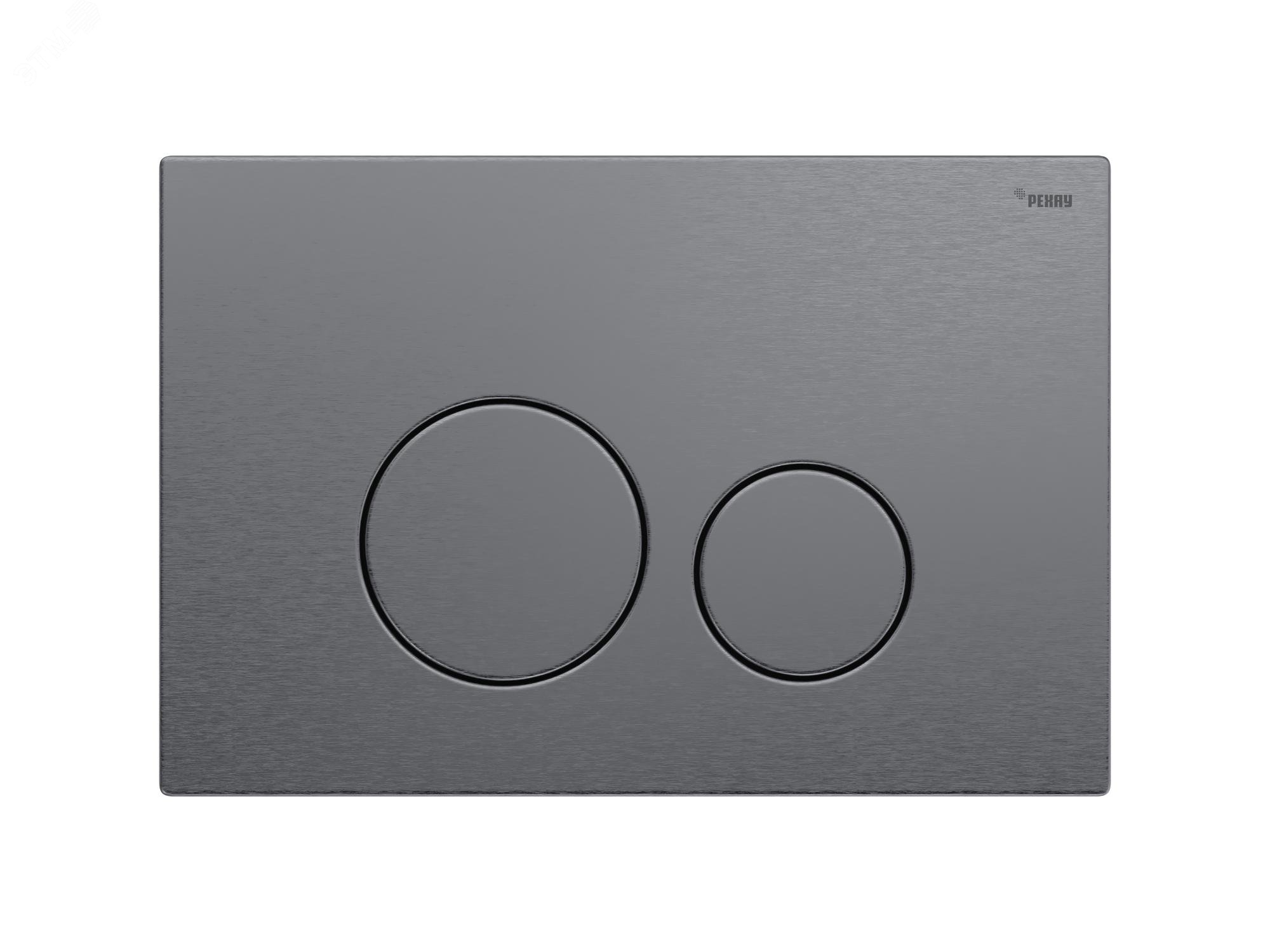 Изображение товара Панель смыва NOVA ORB STEEL с круглыми клавишами с покрытием против отпечатков пальцев, нержавеющая сталь, брашированный графитовый, матовый (шт)