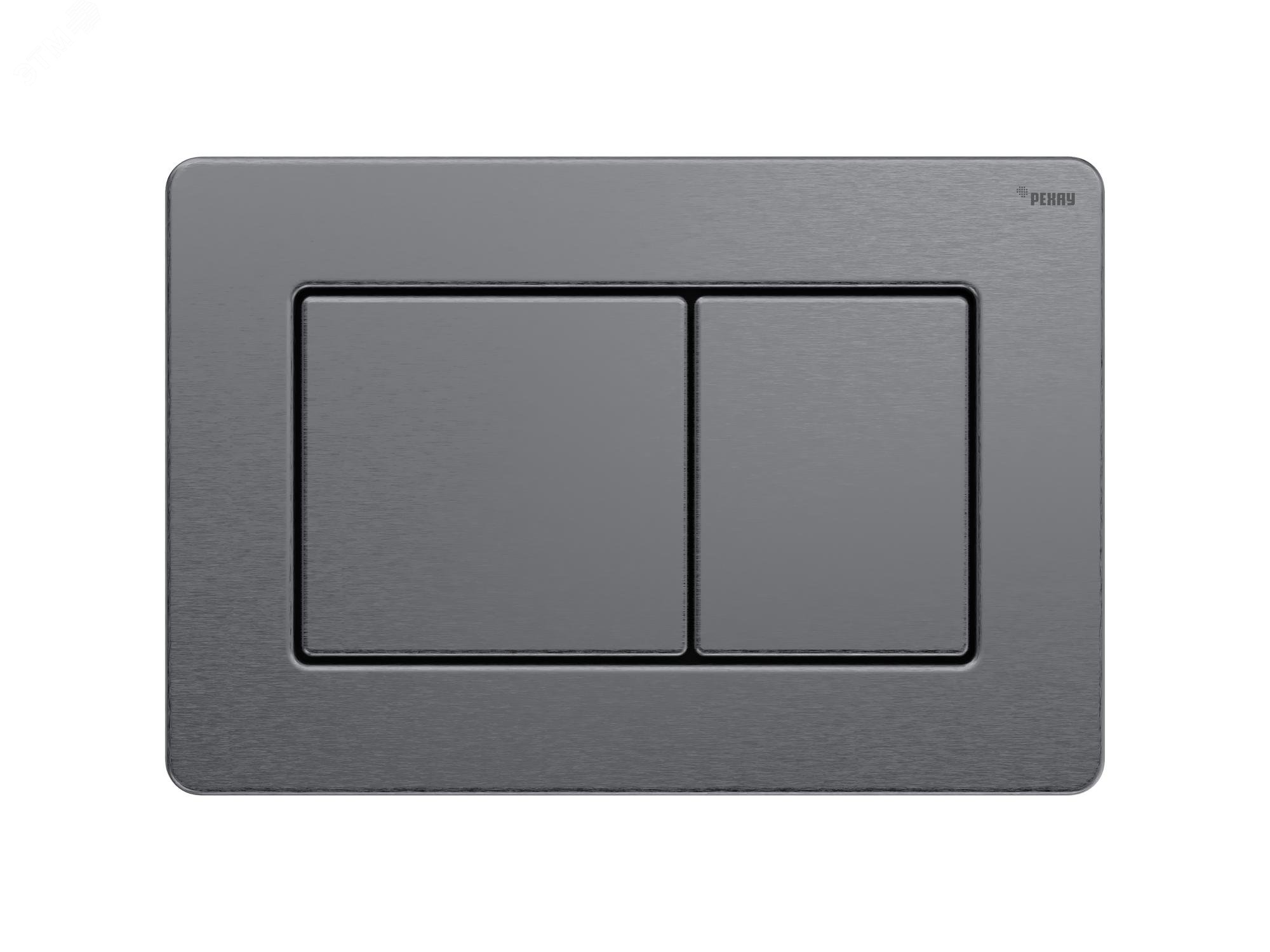 Изображение товара Панель смыва NOVA PUBLIC антивандальная с прямоугольными клавишами с покрытием против отпечатков пальцев, нержавеющая сталь, брашированный графитовый, матовый (шт)