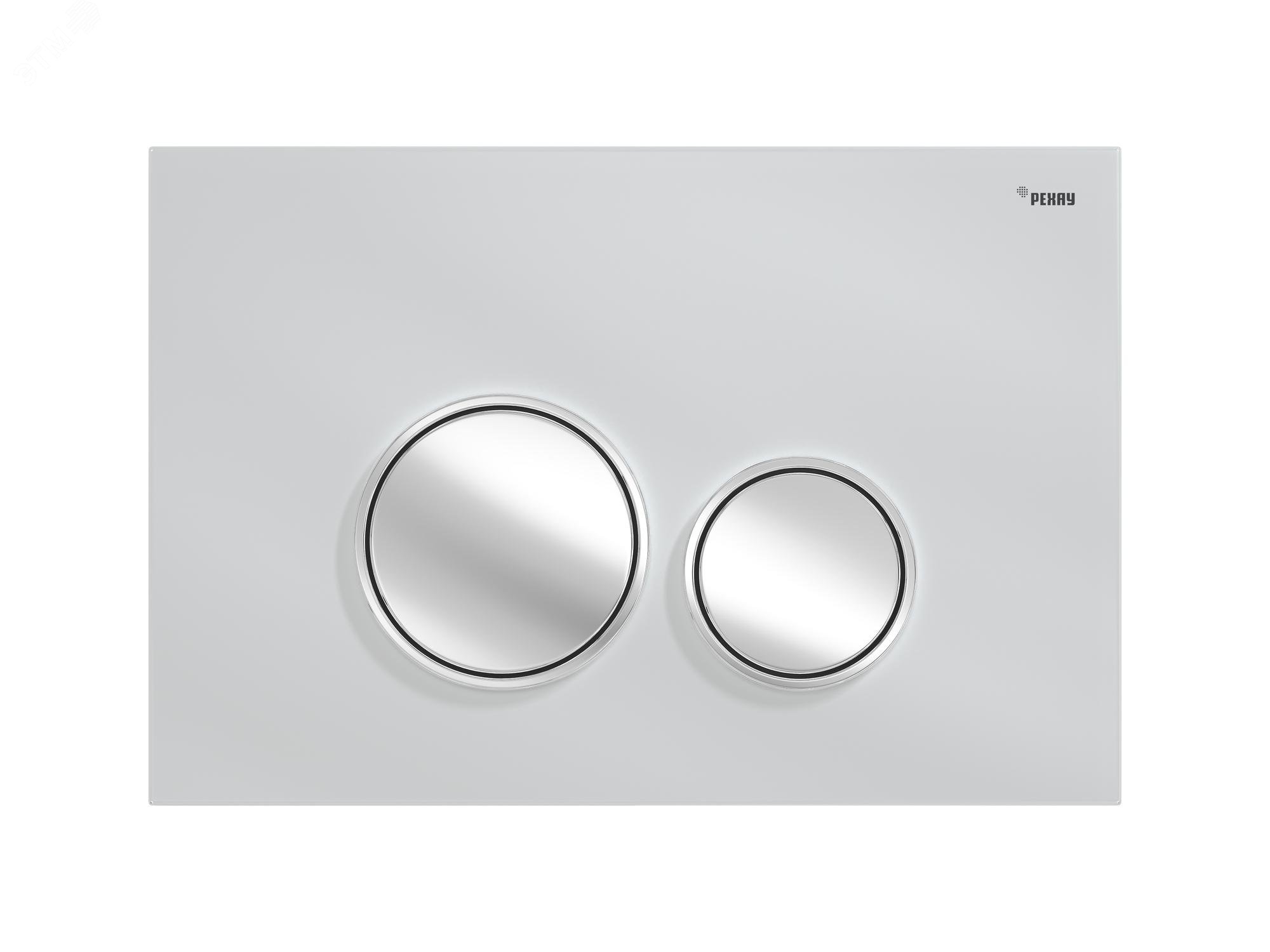 Изображение товара Панель смыва NOVA ORB GLASS с круглыми клавишами, механикой, белая