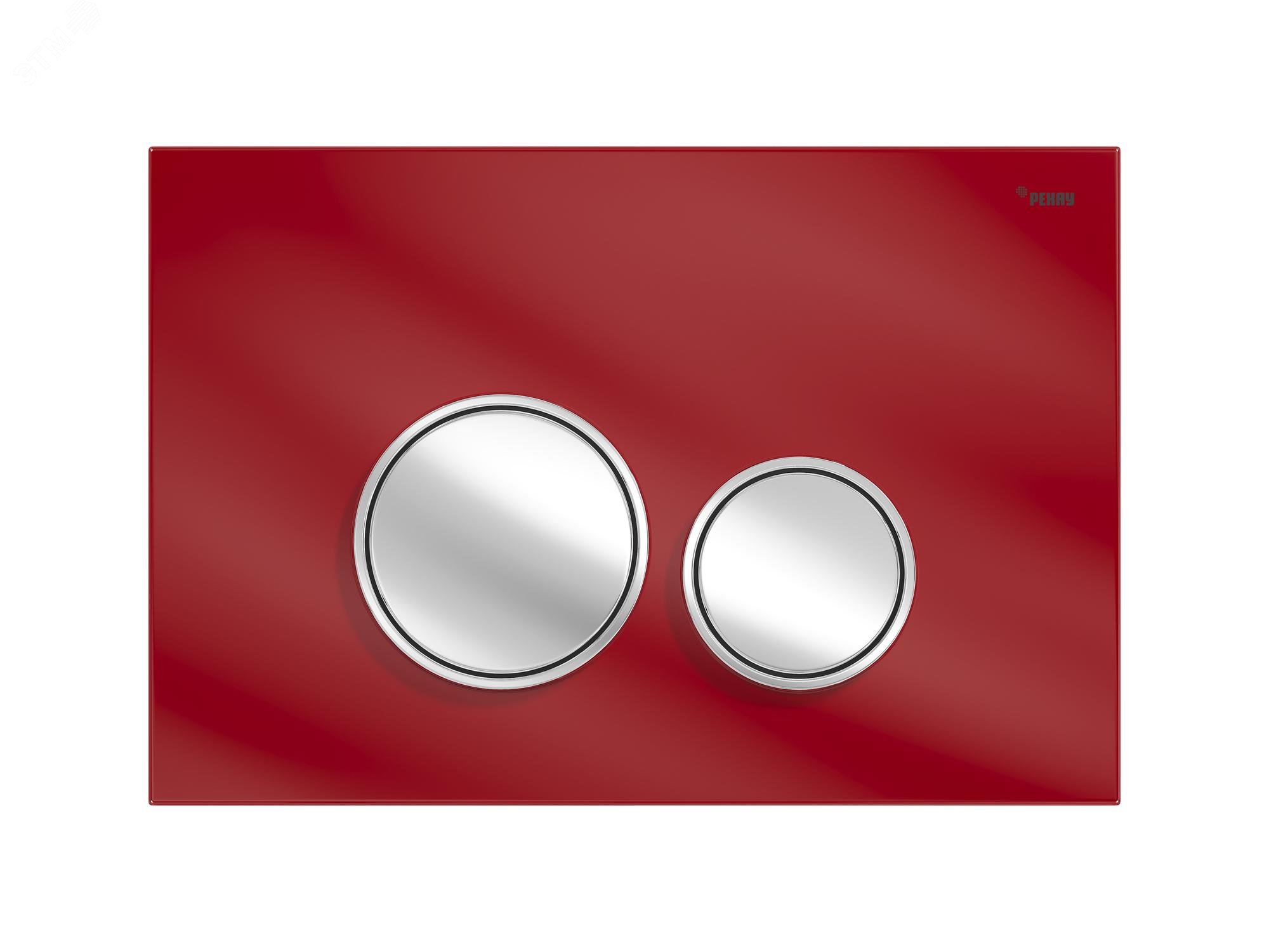 Изображение товара Панель смыва NOVA ORB GLASS с круглыми клавишами закаленное стекло красный хром