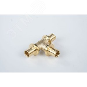 Тройник 16 равносторонний, аксиальный, латунь DZR - фото 2