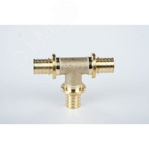 Тройник 16 равносторонний, аксиальный, латунь DZR - фото 3