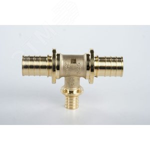 Тройник 25х16х25 переходной, аксиальный, латунь DZR - фото 3