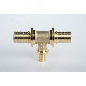 Тройник 25х16х25 переходной, аксиальный, латунь DZR - фото 1